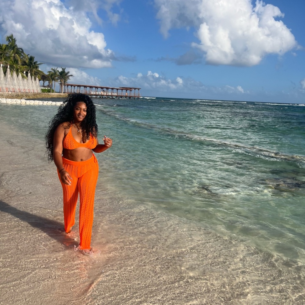 Orange Wide Leg Swim Jumpsuit